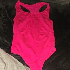 Hot Pink Racerback One-Piece Bodysuit